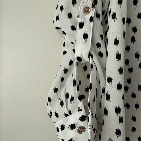 Charter Club button down white with black dots and gold button detail L - Picture 6 of 7